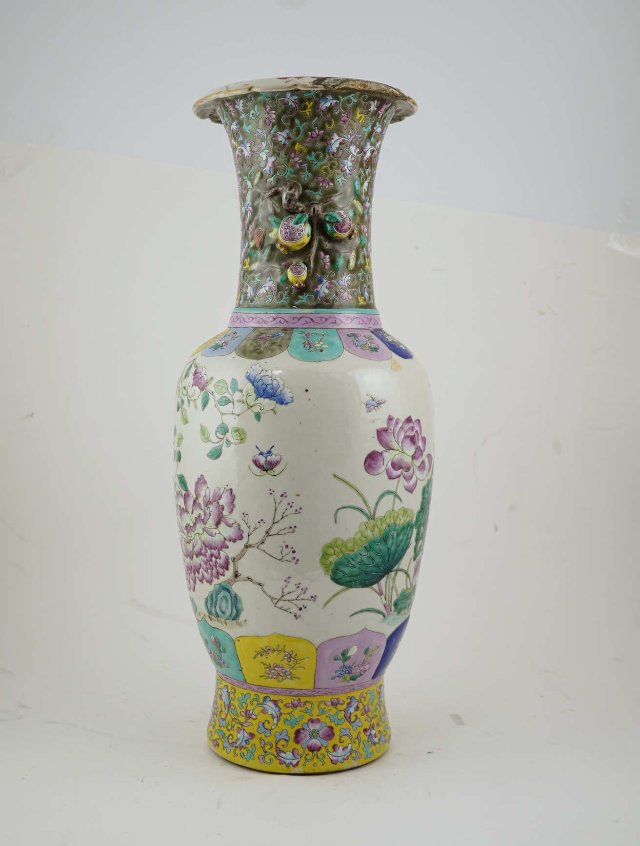 A large Chinese famille rose two-handled vase, mid 19th century